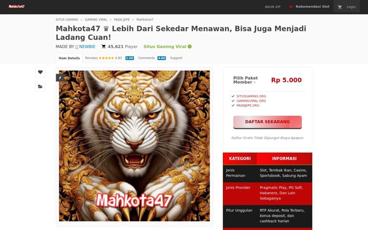 Screenshot of mahkota47.org