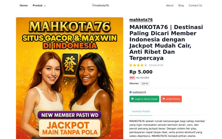 Screenshot of mahkota76.com