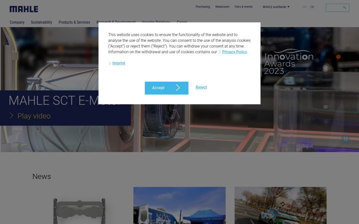 Screenshot of mahle.com
