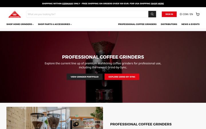 Screenshot of mahlkoenig.com