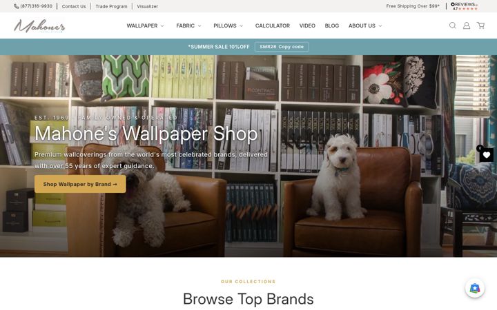 Screenshot of mahoneswallpapershop.com