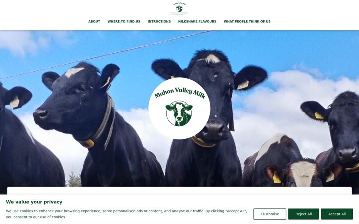 Screenshot of mahonvalleymilk.com