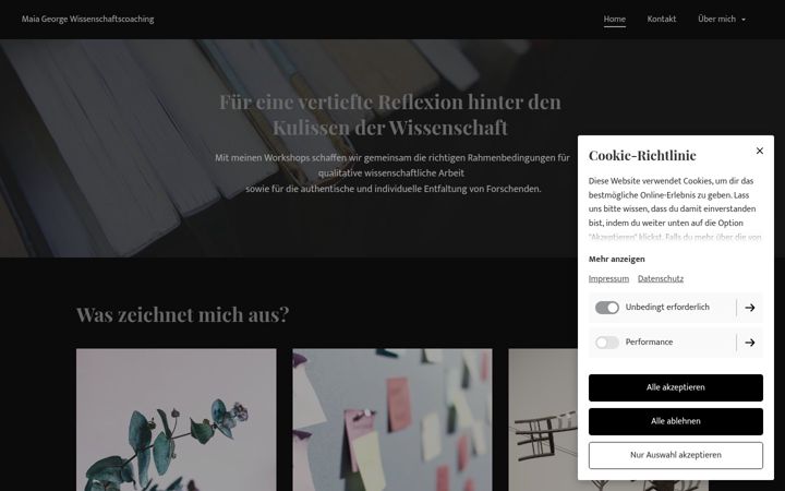 Screenshot of maia-george-wissenschaftscoach.de