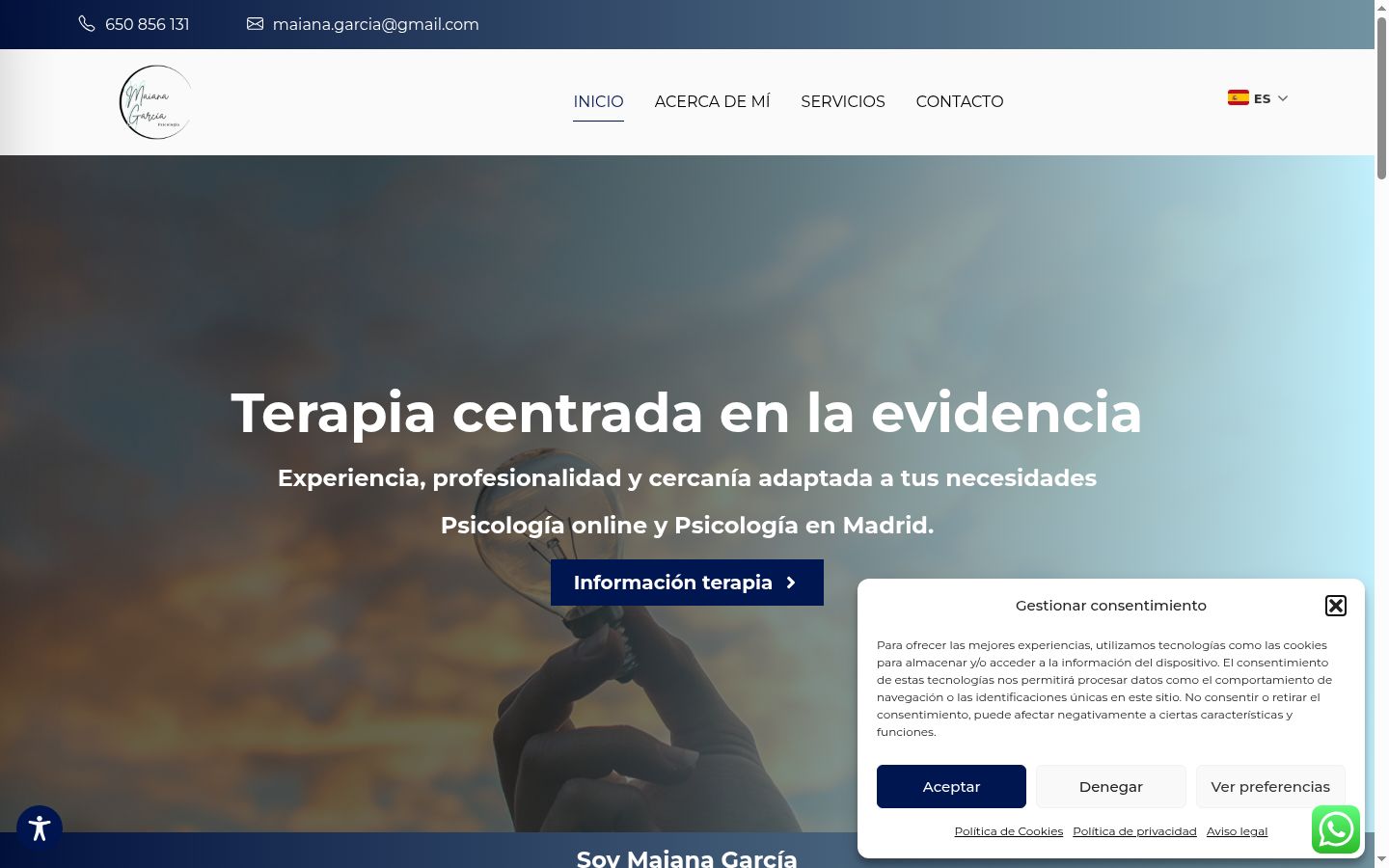 Screenshot del banner di consenso mostrato prima di qualsiasi interazione