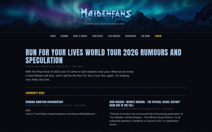 Screenshot von maidenfans.com