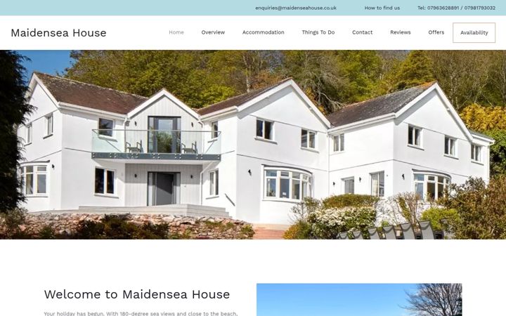 Screenshot of maidenseahouse.co.uk