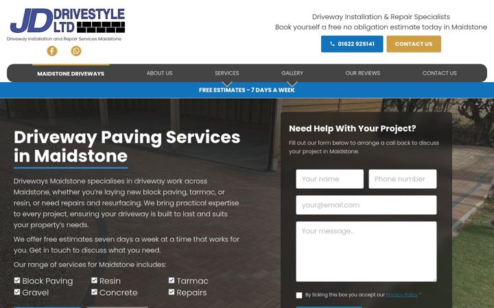 Screenshot of maidstonedriveways.co.uk