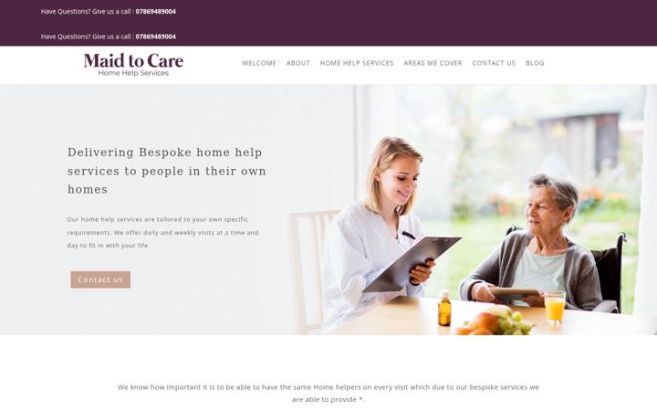 Screenshot of maidtocare.uk
