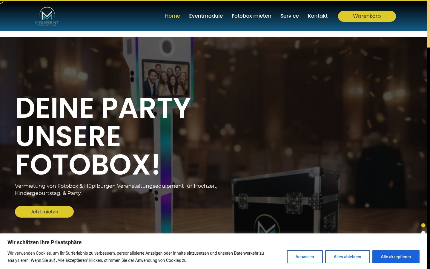 Screenshot of the consent banner shown before any interaction