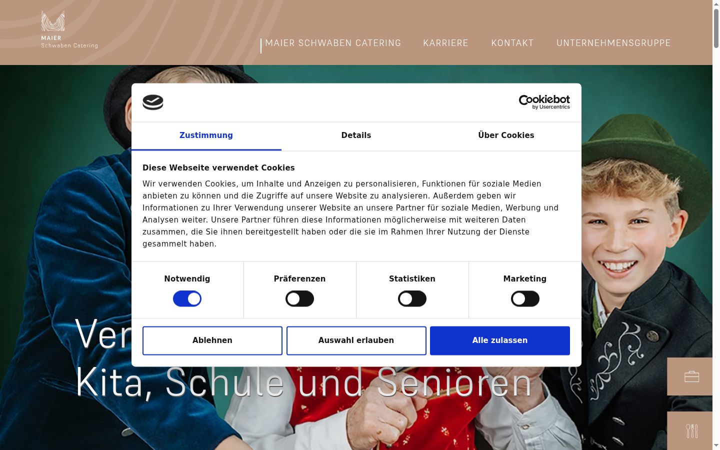 Screenshot of the consent banner shown before any interaction