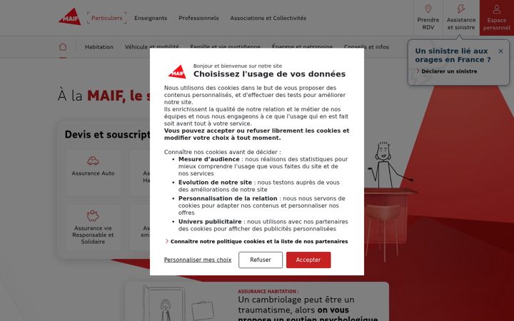 Kuvakaappaus sivustosta maif.fr