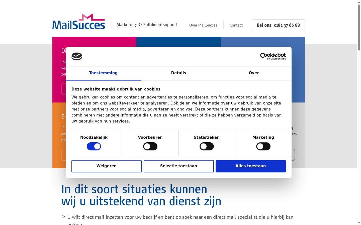Screenshot des Einwilligungsbanners vor jeglicher Interaktion