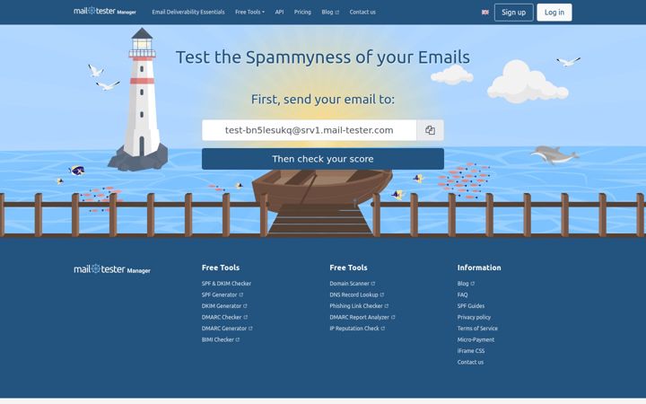 Screenshot di mail-tester.com