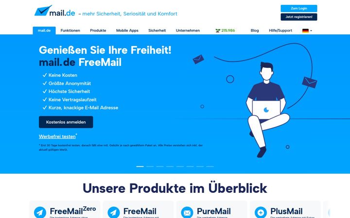 Screenshot von mail.de