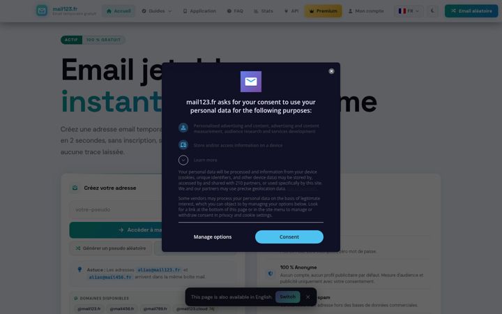 Screenshot of mail123.fr