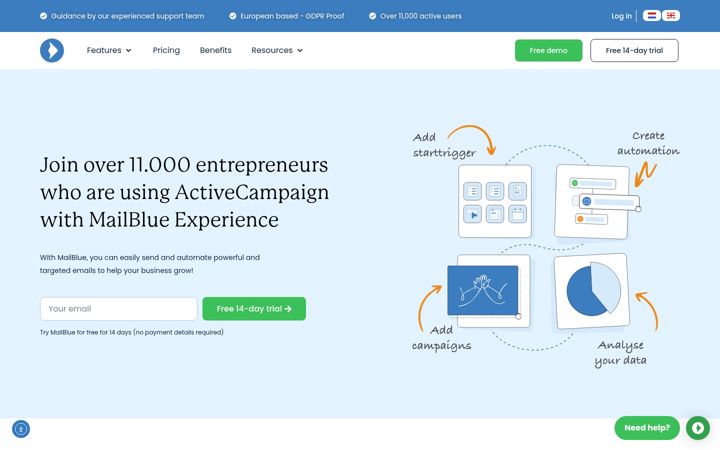 Screenshot of mailblue.io