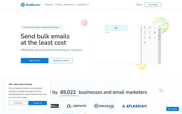 Capture d'écran de mailbluster.com