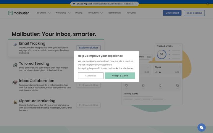 Screenshot of mailbutler.io