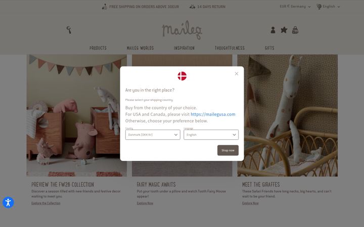 Screenshot of maileg.com