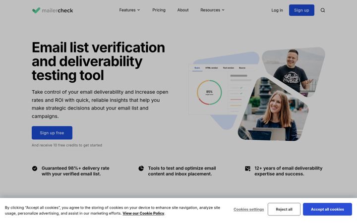 Screenshot of mailercheck.com
