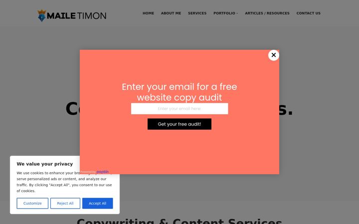 Screenshot of mailetimoncopy.com