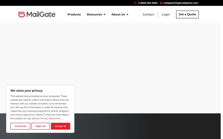 Screenshot of mailgatesc.com