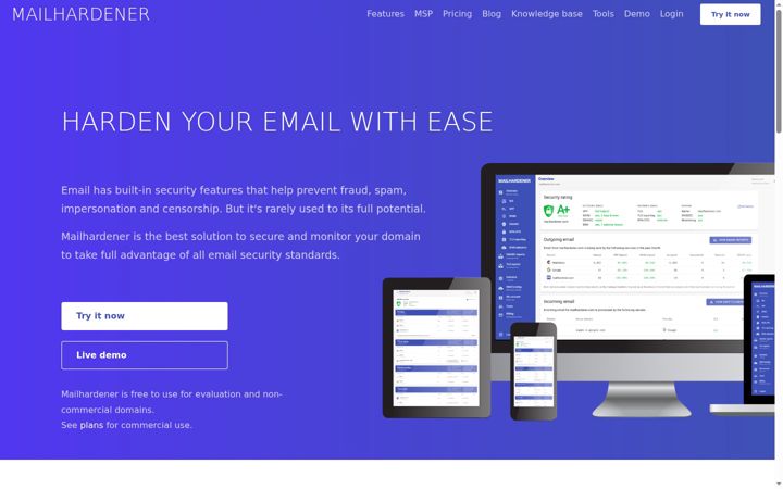 Screenshot of mailhardener.com