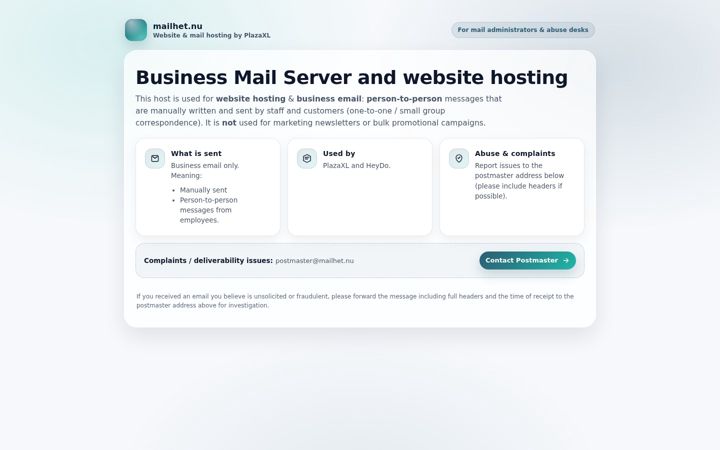 Screenshot of mailhet.nu