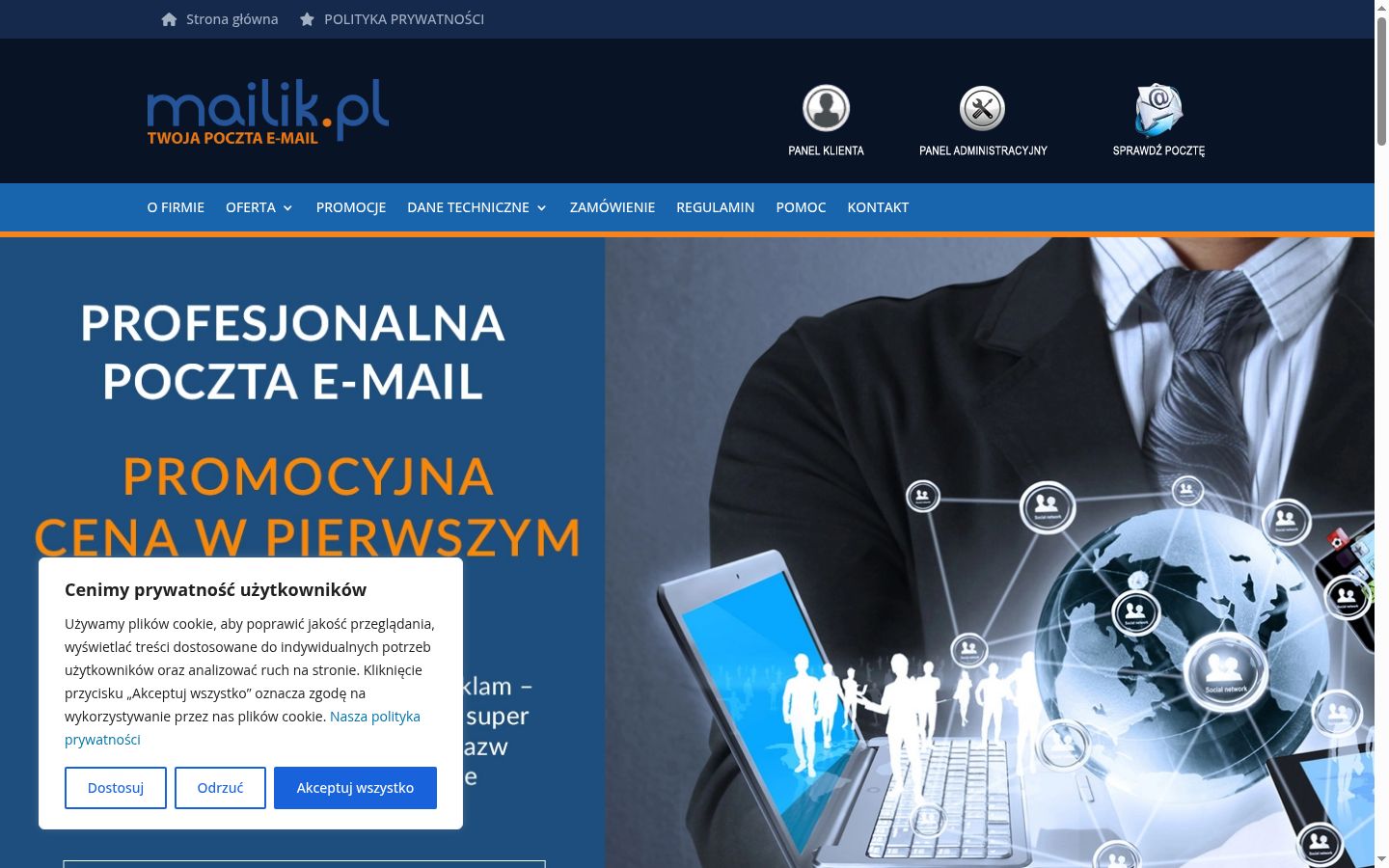Zrzut ekranu banera zgody wyświetlanego przed jakąkolwiek interakcją