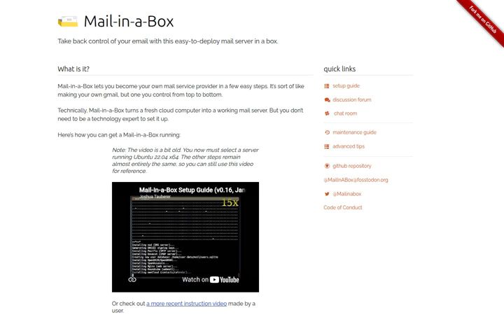 Screenshot of mailinabox.email