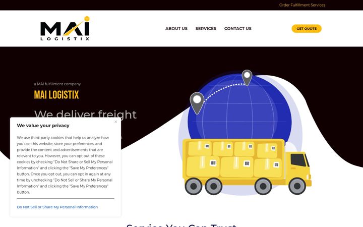 Screenshot of mailogistix.com