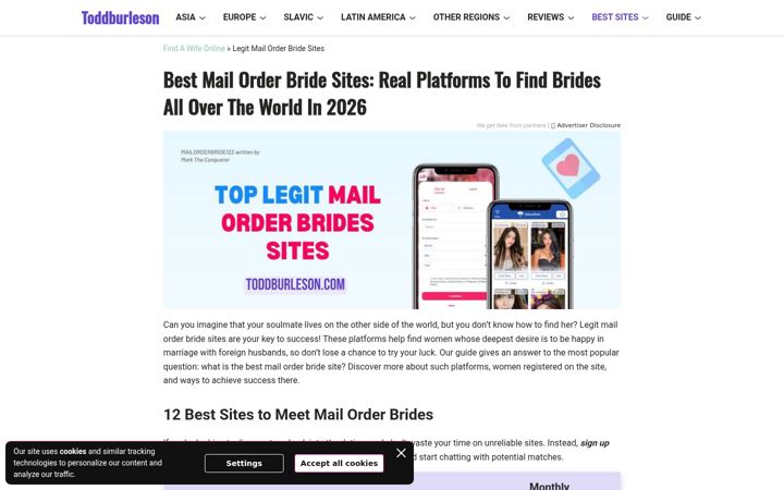 Screenshot of mailorderbride123.com