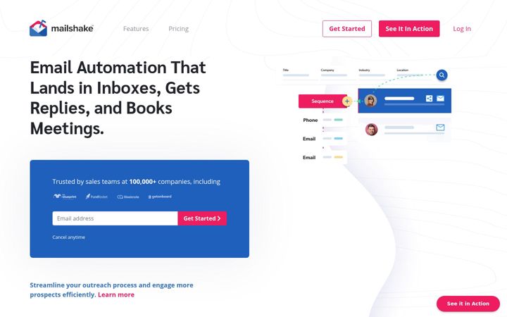 Screenshot of mailshake.com