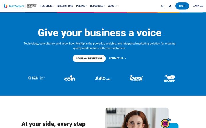 Captura de ecrã de mailup.com