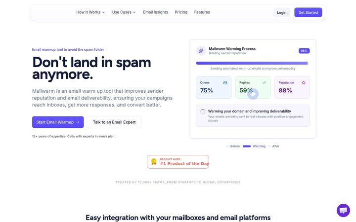 Screenshot of mailwarm.com
