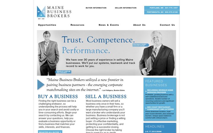 Screenshot of mainebusinessbrokers.com