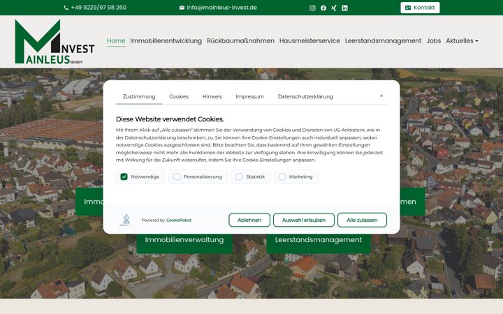Screenshot of mainleus-invest.de