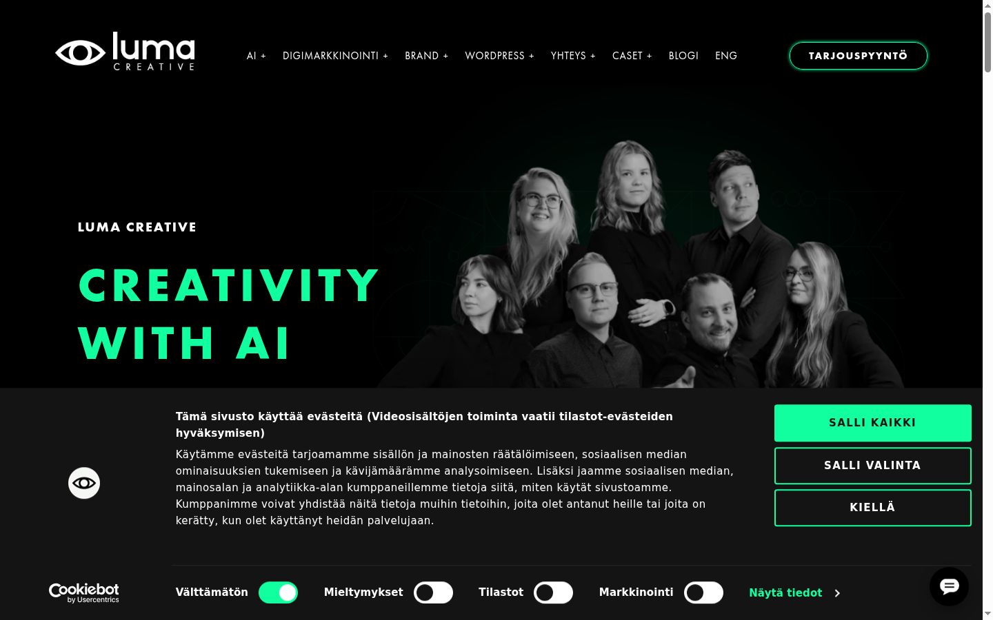 Screenshot van de toestemmingsbanner zoals getoond vóór enige interactie