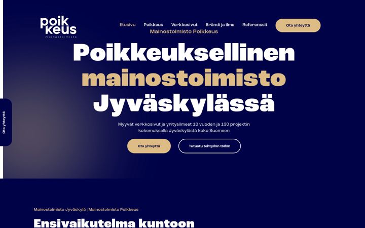 Screenshot ta' mainostoimistopoikkeus.fi
