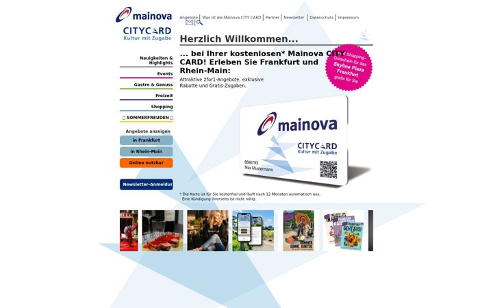 Screenshot of mainova-citycard.de