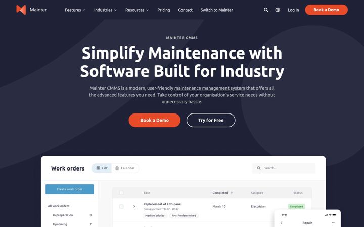 Screenshot of mainter.com