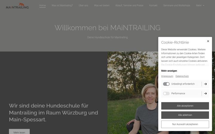 Screenshot of maintrailing.com