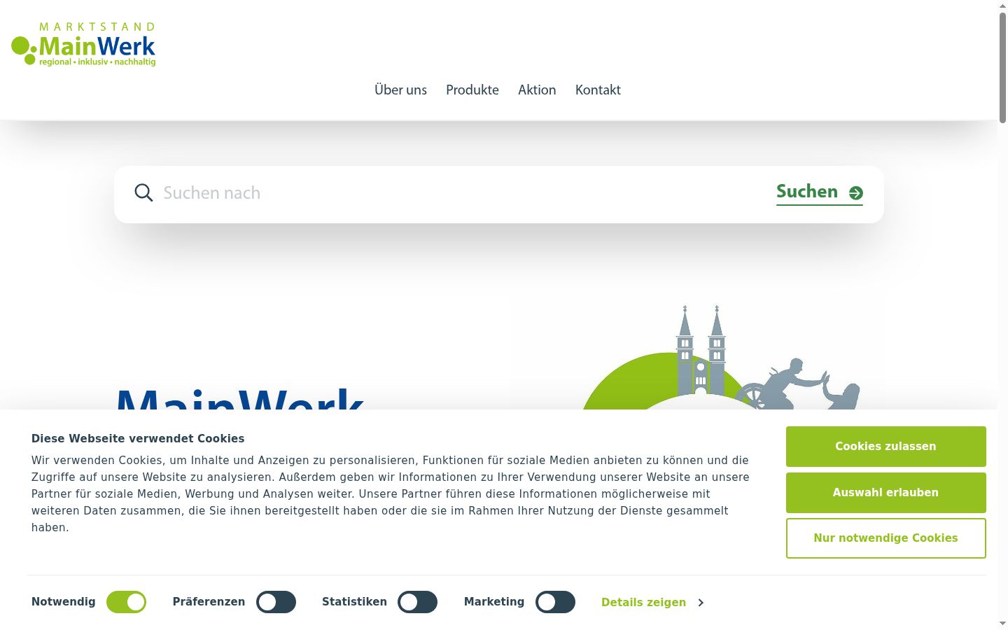 Screenshot des Einwilligungsbanners vor jeglicher Interaktion