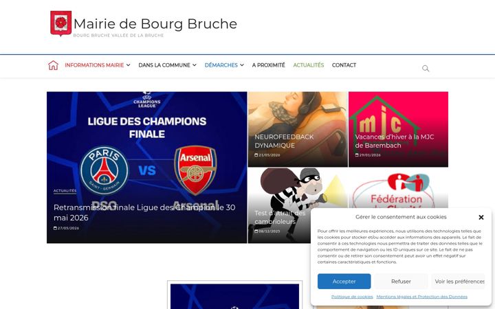 Screenshot of mairie-bourg-bruche.fr