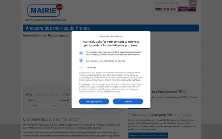 Screenshot of mairie.biz