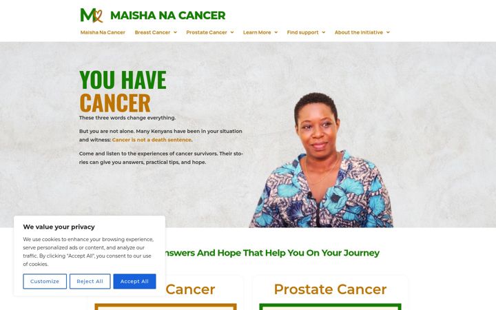 Screenshot of maishanacancer.co.ke