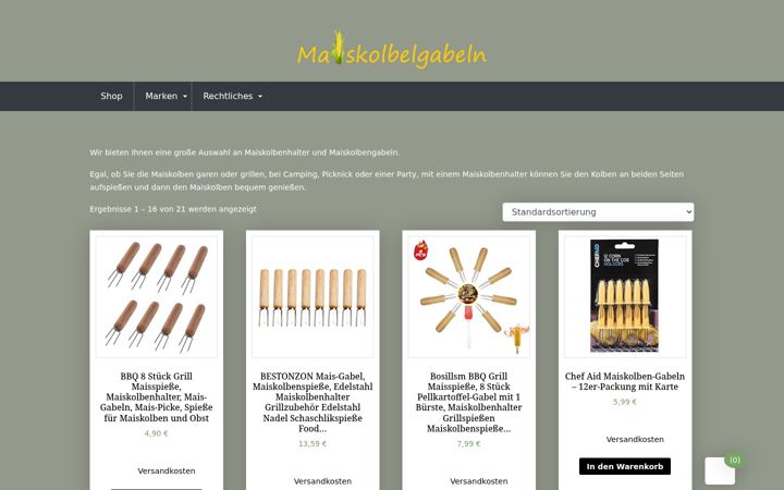 Screenshot of maiskolbengabeln.de