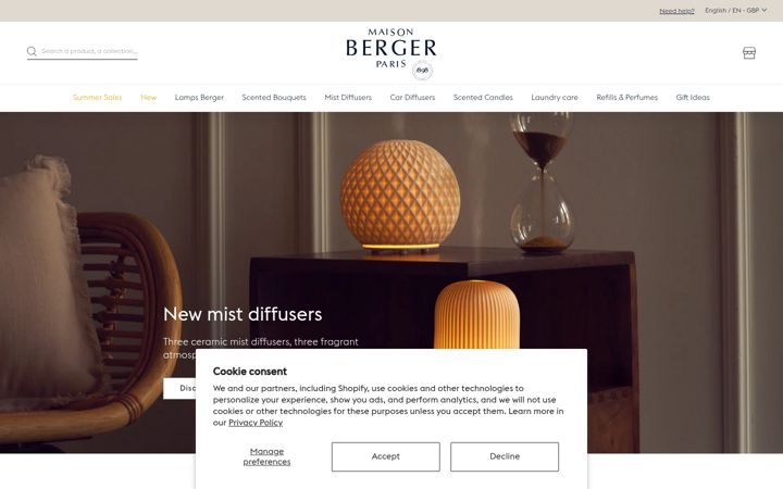 Snímek obrazovky maison-berger.co.uk