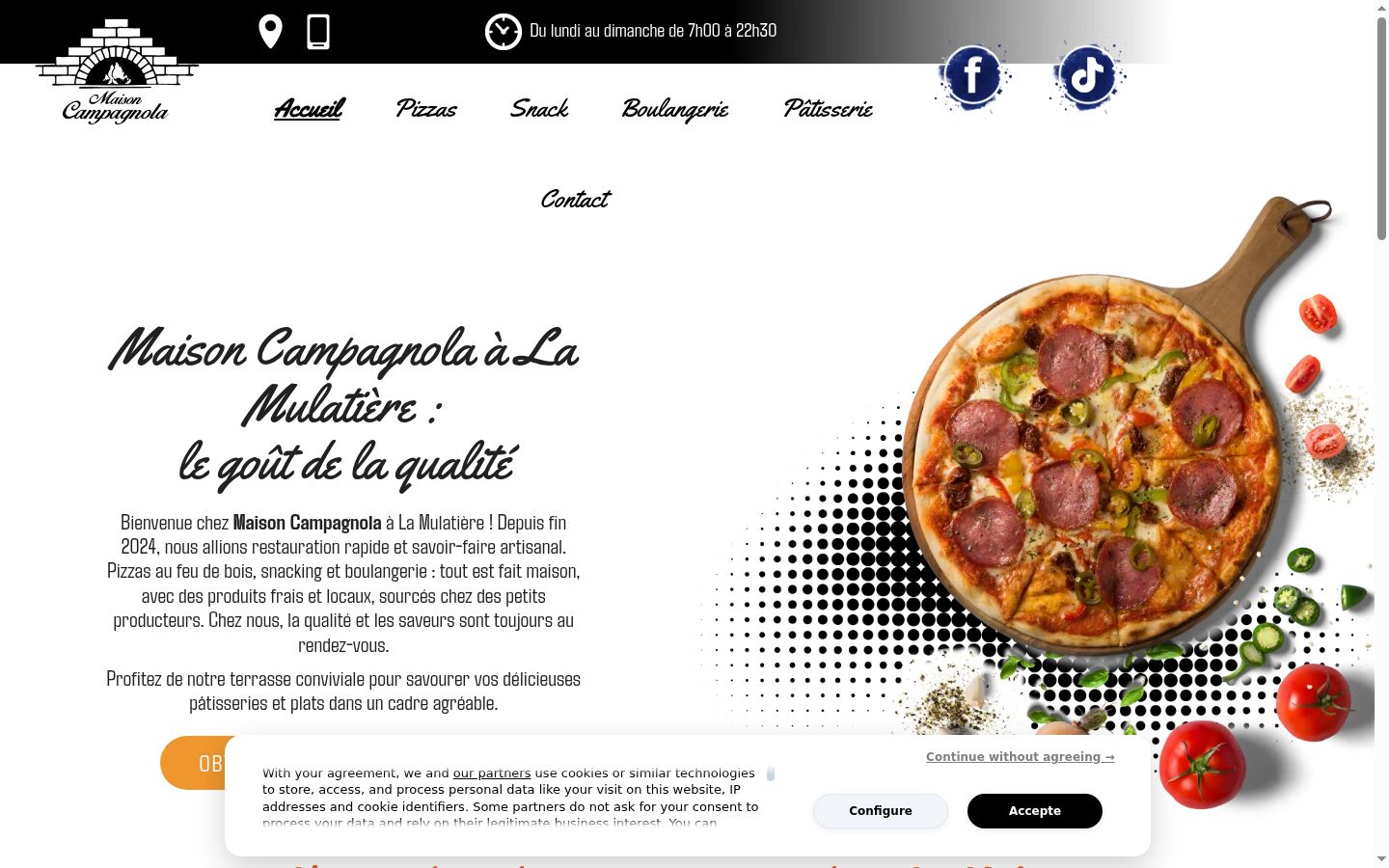 Screenshot del banner di consenso mostrato prima di qualsiasi interazione