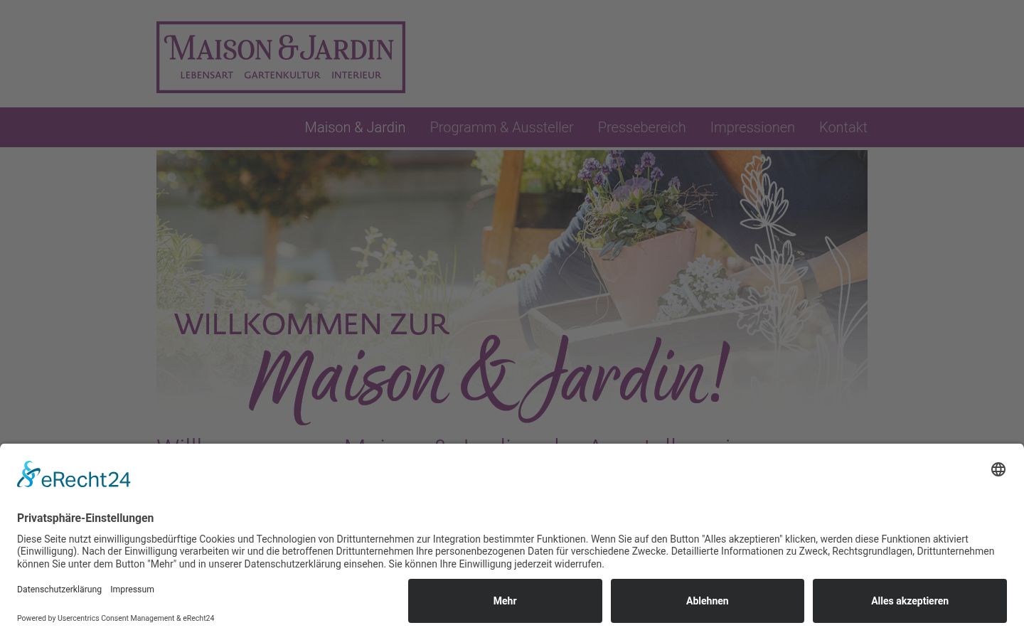 Screenshot des Einwilligungsbanners vor jeglicher Interaktion